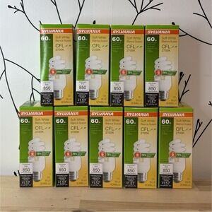 SYLVANIA Spiral CFL Bulbs Lot of 9 13W Soft White 2700K 850 Lumens NIB